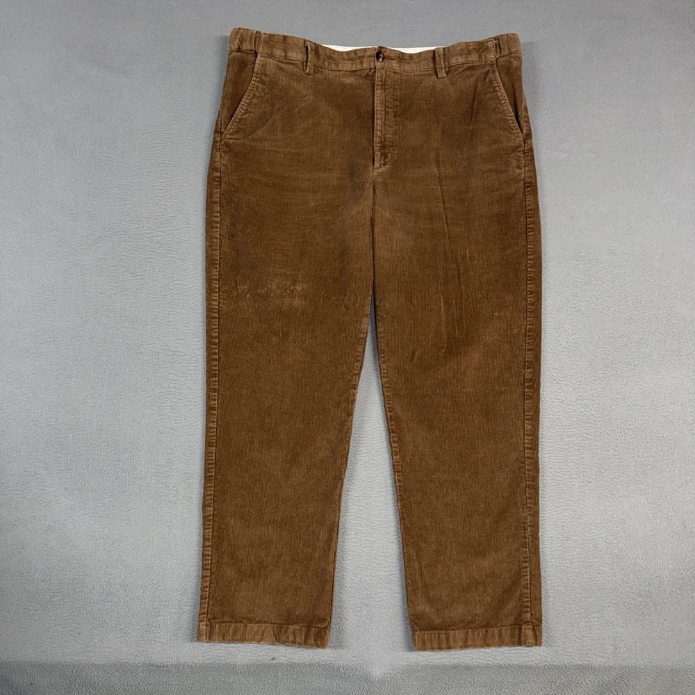 LL Bean Pants Mens 42x34 (Fit 42x30) Brown Country Corduroy Comfort Waist Cotton
